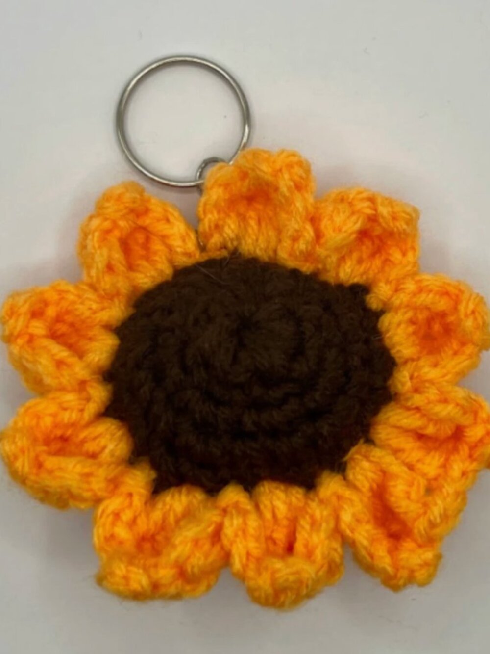 SUNFLOWER KEYCHAIN Yellow Sunflower Crocheted Keychain SUNFLOWER